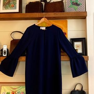 Chanler Henry Navy Blue, Slit Long Sleeve Sheath, Size Large (size 6-8 fit)